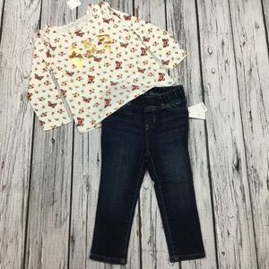 Gap Girls 2T Butterfly Shirt & Dark Wash Jeans